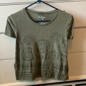 Tokyo Darling crop olive tee.